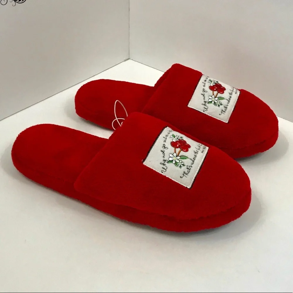NWOT Fuzzy Red Slippers - Picture 4 of 15